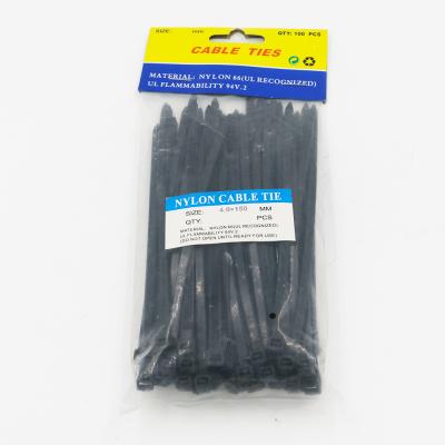 China Bundling Cable Tie 66 Black Wire Cable Ties Flexible Nylon 4.8*150mm for sale