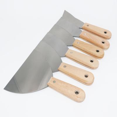 China Professional Stainless Steel Hand Tools Stainless Steel Putty Knife With Wooden Handle for sale