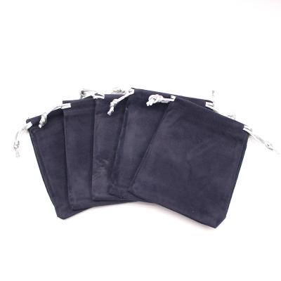 China Recyclable 50pcs/lot Wholesale High End Korean Rope Drawstring Navy Blue Velvet Bag for Jewelry Packaging Can Custom Logo for sale