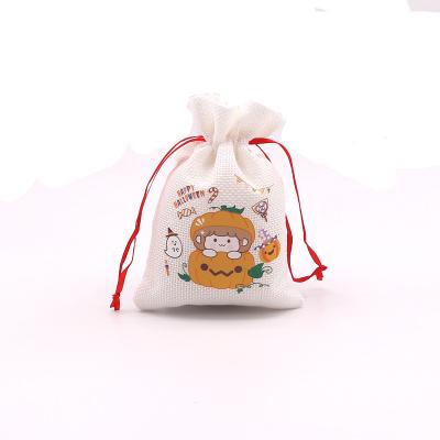 China Recyclable Newly Designed Graceful Red Rope White Color Jute jewelry Packaging Bag Candy Gift Cosmetic Watch Storage Pouch for sale