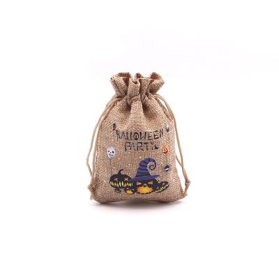 China Recyclable 50pcs/lot Halloween Style Jewelry Packaging Drawstring Jute Bag Item Storage Pouch Convenient and Simple for sale