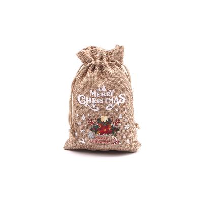 China Recyclable Christmas Themed Jute Bag for Jewelry Candy Gift Cosmetic Packaging Varieties of Size and Patterns for you to select. for sale