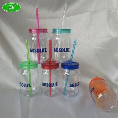 China Wholesale Promotional CLASSIC Mason Jar Beverage Cups Glass Drink Mug with Straw Included Plastic Lid for sale