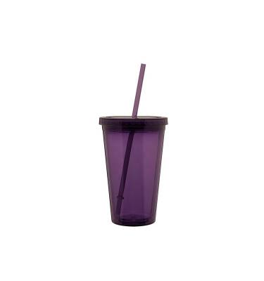 China Plastic Double Wall Stocked Acrylic Tumbler With Straw Cup Wholesale Cup for sale