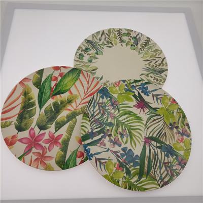 China Sustainable Hotsale Custom Printed Design Green Bamboo And Wooden Plate for sale