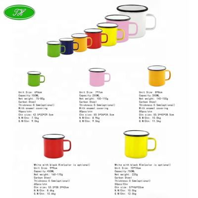 China Stocked Cheap Promotional Outdoor Enamel Camping Coffee Mug Travel Sublimation Personalized 15oz Enamel Mug for sale