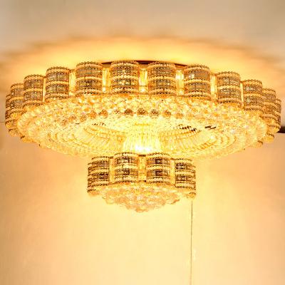 China European Large Round Hotel Lobby Wedding Banquet Ceiling Lighting Custom Project Crystal Hall Chandelier For Low Ceiling for sale