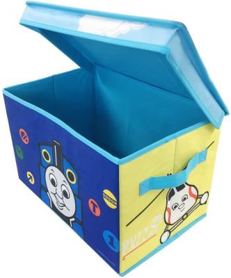 China Large Capacity Cute Cloth Lid Viable Collapsible Canvas Box Foldable Trash Can Toy Storage Box for sale