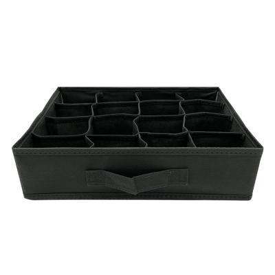 China Viable China Black Hot Sale Square Foldable Cloth Drawer Jars Underwear Organizer Storage Box for sale