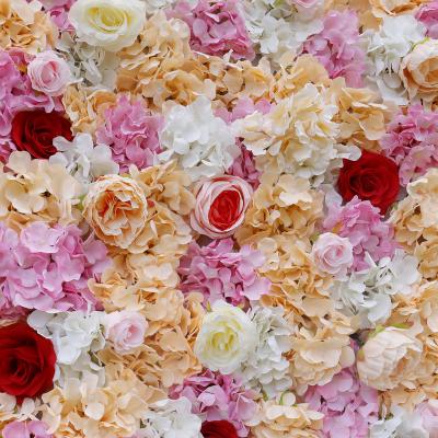 China Romantic Design Silk Flower Wedding Flower Panel Color Wedding Decoration Artificial Flower Home Wall Backdrop for sale