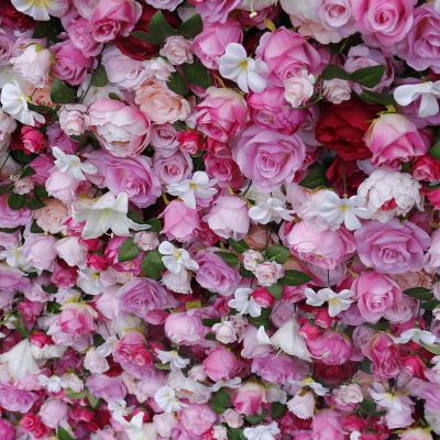 China Wholesale Custom Silk Rose Backdrop Silk Flower Artificial Wall Decoration Champagne Nude Wall Wedding Supplies for sale