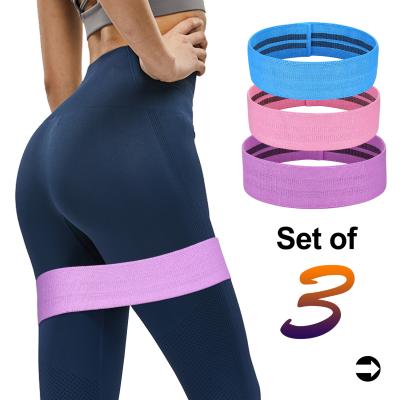 China Beautiful Hips Set 3 Bands Wholesale Sport Fitness Soft Break Circle Resistance Booty Non for sale