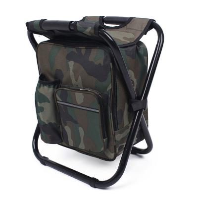 China Foldable Ice Bag Double Shoulder Thermal Insulation Backpack Mountaineering Outdoor Portable Backpack Chair Easy-carry Stool for sale