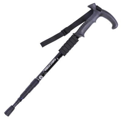 China Outdoor Activity Walking Stick Stretch Trekking Pole / Camping 4 Section T-Handle 6061 Aluminum Alloy for sale