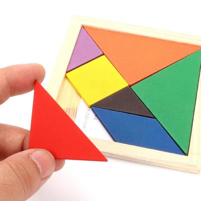 China Colorful Children's Educational Toys Color Wooden DIY Tangram Puzzle For Children for sale