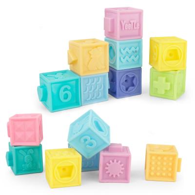 China Colorful Soft Baby Building Block Teething Bricks Chewing Educational Toys Stacking Blocks for sale