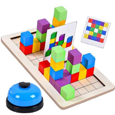 China Colorful Children Battle Toys Wooden Color Matching Parent-child Game Puzzle Building Blocks Interactive Toys for sale