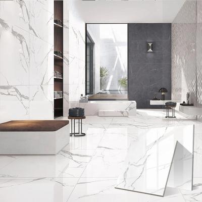 China RAFFO Carrara Bianco Marble Looks Porcelain Floor Modern White Home Bathroom Tiles Design for sale