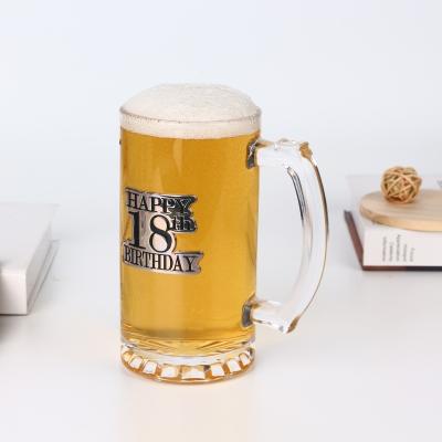 China Glass Safe Mug 500ml Beer Glass Beer Mug With Handle Wholesale for sale