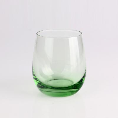 China Viable wholesale borosilicate wine glass juice 480ml stemless green colored stemless glass wine glass for sale