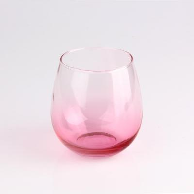 China Viable Stem 500ml Wine Glass Egg Shape Red Colored Wine Glass With Decal Stock Wine Glass for sale