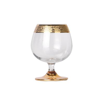 China High Quality Viable Glass Lead Free Clear Brandy Glass Wine Cups With Gold Rim for sale