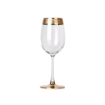 China Sustainable Custom Crystal Red Goblet Wine Glass Goblets Red Wine Glass With Gold Rim for sale