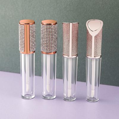 China Cosmetics New Arrival Diamond Lip Gloss Empty Dispensing Tube Rose Gold Diamond Lip Gloss Tube 6ml Lip Gloss Tube for sale