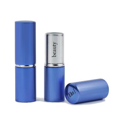 China Fashionable Empty Round Dark Blue Lipstick Tube / Aluminum Shell Lipstick Tube for sale