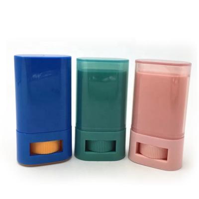 China Custom Empty Plastic Cosmetic Packaging 15g 20g Twist Up Sunscreen Stick Container for sale