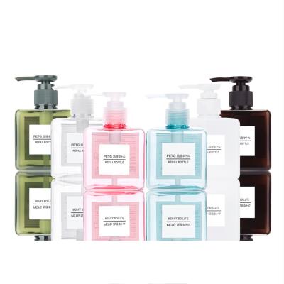 China Empty Recycable 250ml Square Lotion Hotel Shampoo Bottles Amber Green Blue Pink Plastic PETG for sale