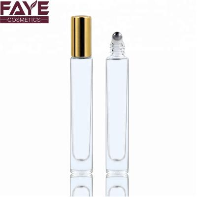 China Empty Personal Care Perfume Vials 1/3 Oz 10ml Clear Glass Roll On Bottles for sale