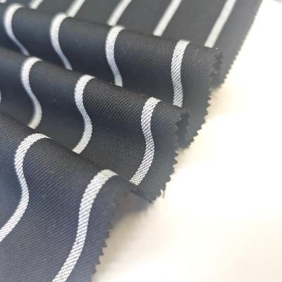 China Factory wholesale blackwhite Shrink-resistant yarn-dyed apparel 65%polyester 35%rayon stripes TR fabric workwear shirt fabric for chef uniform for sale