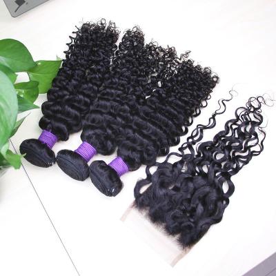 China water wave bundle hair with closure, water wave hair extension with closure for sale