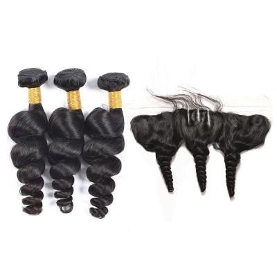 China Loose Wave 8A Loose Wave Bundles With Headband, Three Hair Bundles With 13*4 Headband And Frontal Bundles And Wholesale for sale