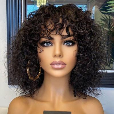 China 100% Swiss Virgin Human Hair Lace Front Wigs 100% Virgin Hair Brazilian Wig Short Curly Lace Front Wig For Black Women for sale