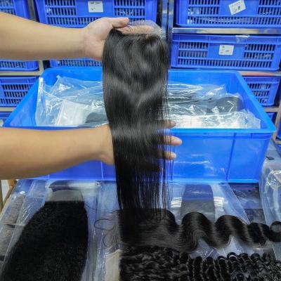 China High Quality Transparent Swiss Lace Closure Silky Straight 100% Virgin Human Hair 4x4 Lace Frontal Human Hair for sale