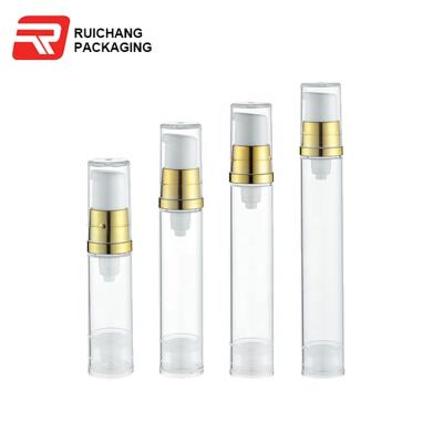 China Personal Care Sample Bag Plastic Small Bottle 5ml / 10ml 12ml 15ml Airless Bottle for sale