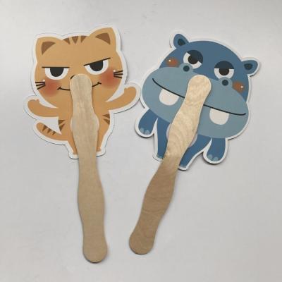 China Custom Cute Paper Hand Held Fans Customized With Wooden Handles for sale