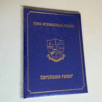 China Custom Diploma Cover College Use Leather Certificate And Diploma Frame With Foil Logo for sale