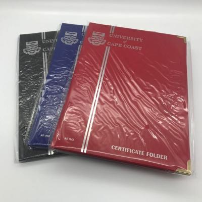 China Recyclable custom aluminum and debossed logos diploma covers with metal corners for sale