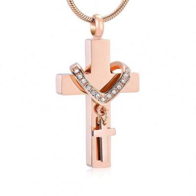 China Stainless Steel Cute Cross Memorial Cremation Cremations Pendant Necklace Keepsake Jewelry for sale