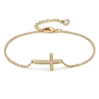 China Cute Gold Plated Handmade Chain Link Friendship Cross Bracelet for sale