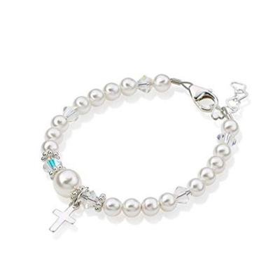 China Fashion TRENDY Silver Cross Charm Newborn Baby Bracelet for sale