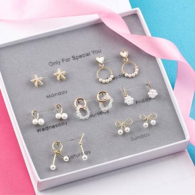 China BOHEMIA S925 Silver Simple Creative Fashion Anniversary Combination Women Jewelry Pin Earrings Set Gift Box for sale