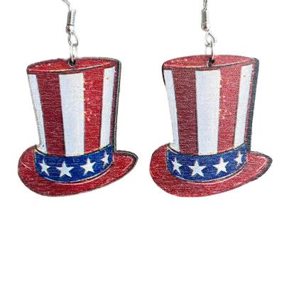 China Cute Factory Wholesale USA Independence Day Hat Earring Jewelry 4th of July for sale