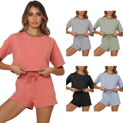 China Breathable 2021 New Design Cotton Belly Suit For Women 2 Piece Shorts Custom Sets Clothing For Ladies for sale