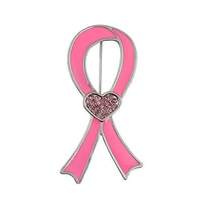 China ALLOY Pink Breast Cancer Awareness Ribbon Brooch Pins Enamel Brooch For World AIDS Customized for sale