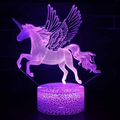 China Room Unicorn Shaped 3D Lamp Living Room Table Night Lamp for sale