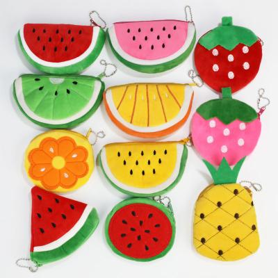 China Waterproof Kids Plush Wallet Coin Pursh With Zipper Fruit Wallet for sale